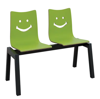 SMILE 2, dřevěná lavice do čekárny, 2-sedák, zelená, kostra černá